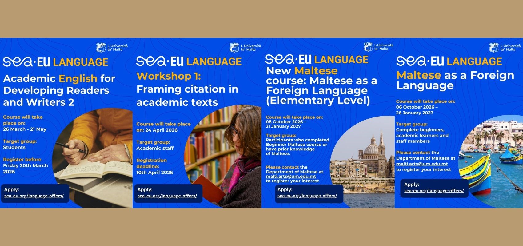 SEA-EU invites: Online courses of English and Maltese!